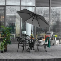 Outsunny Φ2.3m Patio Sun Umbrella Outdoor Market Table Parasol w/ Adjustable Angle 6 Ribs for Garden Backyard Pool Light Gray(m-2)