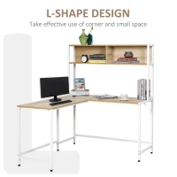 HOMCOM Computer Desk w/ Bookshelf L-Shaped Wood Corner Table Desk Workstation Gaming PC Gaming Laptop Desk Home Office Study Small Space(m-5)