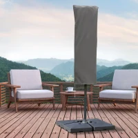 Outsunny Cantilever Umbrella Cover Outdoor Parasol Protector Weatherproof Garden Patio with Rod, Zipper - Deep Grey(m-2)