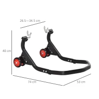 DURHAND U-Shape Motorcycle Rear Wheel Stand Front & Rear Wheel Lift Universal Sport Bike Swingarm Spool Paddock Stand Combo, Black(m-3)