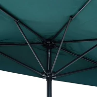 Outsunny 3(m) Round Parasol 8 Steel Ribs Construction Garden Outdoor Umbrella w Zink Alloy Crank & Tilt Function Green(m-4)