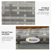 Outsunny PE Wicker Rattan Garden Coffee Table - Mixed Grey(m-5)