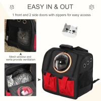 PawHut Pet Backpack Carrier for Small Dog Cat with Breathable Mesh Storage Pocket Adjustable Shoulder Strip 15" x 9.5" x 15" Black(m-4)