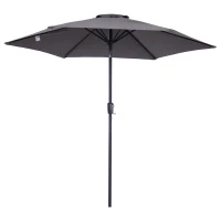 Outsunny 2.7M Patio Tilt Umbrella Sun Parasol Outdoor Garden Sun Shade Aluminium Frame with Crank(Grey)(m-1)