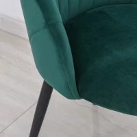 HOMCOM Nordic Armless Velvet Upholstered Dining Chair with Curved Backrest and Metal Legs Accent Leisure Chairs Set of 2, Green(m-5)