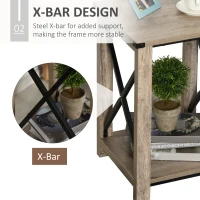 HOMCOM Industrial Chic CoffeeTable with Bottom Storage Shelf, Multifunctional End Side Desk with Side X-Bar, for Living Room Bedroom Dorm Waiting Room,Oak Grain(m-4)