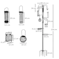 Pawhut Bird Feeding Station Kit, Wild Bird Feeder Pole with 6 Hooks, 4 Hanging Feeders for Peanuts, Seed, Fat Balls, for Garden, Outdoor, Black(m-3)