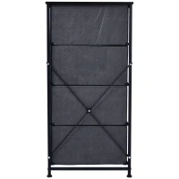 HOMCOM Fabric Dresser Organizer with 4 Drawers Steel Frame Wood Top Storage Tower(m-7)