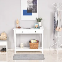 HOMCOM Console Desk Industrial Table W/ Drawer Bottom Shelf Living Room, Entryway, Bedroom White(m-2)