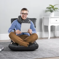 HOMCOM Adjustable Lazy Floor Sofa Chair Lounge Seat Gaming Couch Bed for Living Room, Home Office, Balcony, Dark Grey(m-2)