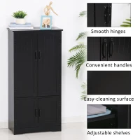 HOMCOM 4-Door Storage Cabinet Multi-Storey Large Space Pantry w/ Adjustable Shelves, Black(m-7)