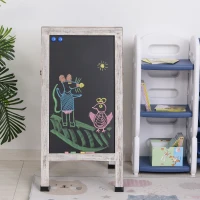 Vinsetto Magnetic A-frame Sidewalk Chalkboard Sign 40" x 20"/ 102.5 x 51 cm Display Surface Sturdy Freestanding Wooden Sandwich Board with Eraser, Magnetic Pins & Chalks for Indoor & Outdoor(m-2)