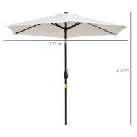 Outsunny Φ2.3m Patio Sun Umbrella Outdoor Market Table Parasol w/ Adjustable Angle 6 Ribs for Garden Backyard Pool Cream White(m-3)