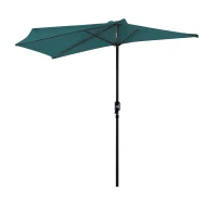 Outsunny 3(m) Round Parasol 8 Steel Ribs Construction Garden Outdoor Umbrella w Zink Alloy Crank & Tilt Function Green(m-1)