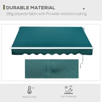 Outsunny 2.5x2m Retractable Manual Awning Window Door Sun Shade Canopy Patio Shelter Aluminum Frame Dark Green(m-4)
