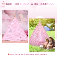 HOMCOM Kids Teepee Play Tent Portable Children Playhouse Toy for Boys and Girls with Mat Pillow Carry Case Indoor Outdoor Games Pink(m-5)