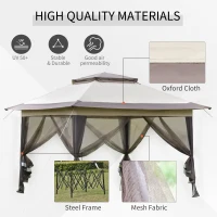 Outsunny 3.64 x 3.64m Pop-up Gazebo Removable Side Walls Foldable Party Tent Instant Canopy Sun Shade Gazebo Shelter Steel Frame Oxford w/ Roller Bag(m-6)