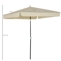 Outsunny 2x2m Square Sun Umbrella Drapes Canopy Parasol with U-shaped Ribs Adjustable Tilt for Backyard Garden Cream White(m-3)