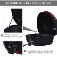 HOMCOM Motorcycle Tail box 30L Top Case Motorbike Trunk Helmet Carrier Luggage Helmet Storage Mount Rack w/ Keys(m-8)