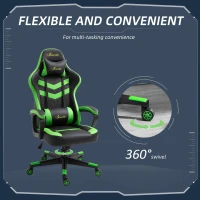 Vinsetto High Back Rocking Gaming Office Chair with Headrest and Lumbar Support, Rolling Casters Green(m-6)