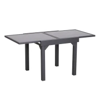 Outsunny 160cm Extendable Garden Dining Table Four Persons Tempered Glass Top Indoor Outdoor(m-1)