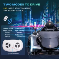 HOMCOM 12V Electric Cars for Kids Ride On Sports Car with Parental Remote, Bluetooth, Horn, Music & LED Headlights Taillights for 3-6 Years, Black(m-6)
