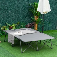 OUTSUNNY Double Folding Camping Cot Sleeping Bed Portable for Adults Heavy Duty with Carry Bag for 2 Person, Grey(m-2)