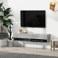 HOMCOM Floating 60'' TV Stand Wall Mounted Media Console Table Cabinet with 4 Storage Shelves Cable Management System Grey(m-2)