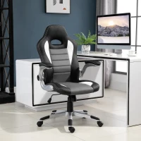 HOMCOM Sedia da Gaming Altezza Regolabile, Sedia da Ufficio Ergonomica Girevole con Dondolamento, 65x69x112-12cm Grigio(m-2)