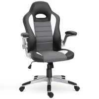 HOMCOM Sedia da Gaming Altezza Regolabile, Sedia da Ufficio Ergonomica Girevole con Dondolamento, 65x69x112-12cm Grigio(m-1)