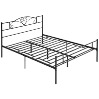 HOMCOM Marco de Cama Doble de Metal para Colchón 150x200 cm con Cabecera y Patas de 31 cm Estructura de Cama Matrimonio con Espacio Bajo de Almacenamiento 158x211x106 cm Negro(m-1)
