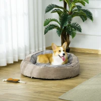 PawHut Cama para Perros y Gatos Pequeños Cojín Suave para Mascotas Pequeños Redondo 59x59x30 cm Naranja y Gris(m-2)