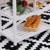 HOMCOM Carrito de Cocina Mesa Servicio Auxiliar Madera y Metal Cromado con 4 Ruedas 2 Cajones y Botellero 85x37x85 cm(m-5)