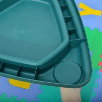 HOMCOM Tavolino per Bambini con Sedia e Vani Contenitore, Gioco Educativo Età 2-5 Anni, ABS e PP Atossici, Giallo e Verde(m-9)