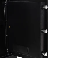 HOMCOM Cassaforte Elettronica in Acciaio Nero, con Chiave e 2 Codici PIN, Fissaggio a Muro o Pavimento, 38x31x42.7cm(m-9)