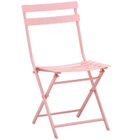Outsunny Set Tavolo e Sedie da Giardino Pieghevoli in Metallo, Set 3 Pezzi, Rosa(m-5)