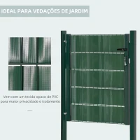 HOMCOM Porta de Vedação de Jardim Aço com Tecido Opaco Maçaneta de Fechadura 3 3 Chaves Porta de Vedação para Exterior Pátio Terraço 97x150cm Verde(m-6)