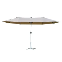 Outsunny Sombrilla Doble Parasol Grande 4,6x2,7m Sombrilla Jardín Patio con Manivela Manual Resistente al Agua y Protección Solar UV para Terraza Playa Piscina Café(m-1)