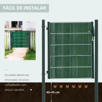 HOMCOM Porta de Vedação de Jardim Aço com Tecido Opaco Maçaneta de Fechadura 3 3 Chaves Porta de Vedação para Exterior Pátio Terraço 97x150cm Verde(m-5)