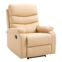 HOMCOM Poltrona Relax Reclinabile con Con Finitura Elegante in Ecopelle e Imbottitura in Spugna ad Alta Densità, 81x90x105cm, Beige(m-1)