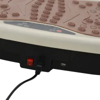 HOMCOM Plateforme vibrante oscillante 200 W écran LED vitesse réglable port USB télécommande et bandes de résistance inclus marron beige(m-9)