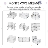 PawHut Recinto Metálico para Animais de Estimação DIY com 3 Níveis 4 Portas Grandes e 6 Bandejas Amovíveis 111x75x119 cm Preto(m-5)