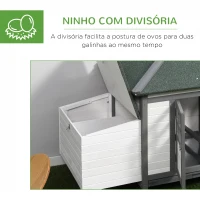 PawHut Galinheiro de madeira de pinho para galinhas exterior com bandeja removível e espaço de corrida 196x76x97 cm Cinza(m-6)