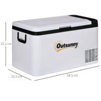 Outsunny 12V Car Refrigerator w/ LED Light & Foldable Handles, 25L Portable Compressor Cooler, Fridge Freezer with 12/24V DC and 110-240V AC for Campervan RV Boat Travel(m-3)