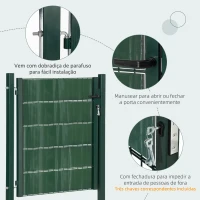 HOMCOM Porta de Vedação de Jardim Aço com Tecido Opaco Maçaneta de Fechadura 3 3 Chaves Porta de Vedação para Exterior Pátio Terraço 97x150cm Verde(m-7)