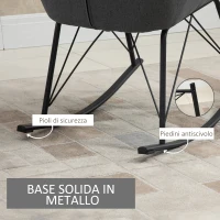 HOMCOM Sedia a Dondolo Moderna Imbottita in Metallo e Tessuto per Soggiorno e Salotto, 65x80x88cm, Grigio(m-7)