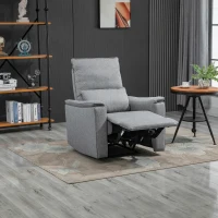 HOMCOM Relaxstoel ligstoel tv-stoel eenpersoonsbank kantelbaar 150° linnen touch grijs(m-2)