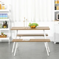 Zestaw jadalniany z 2 ławami Zestaw do jadalni w stylu skandynawskim kolor naturalny + biały(m-2)