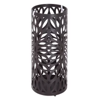 HOMCOM Portaombrelli Design Moderno con 2 Ganci e Salvagoccia, Metallo, Marrone, Φ19,5x50 cm(m-1)