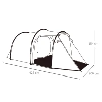 Outsunny Tienda de Campaña Familiar 3-4 Personas Plegable Impermeable 2000+ mm a Prueba de UV 20+ con Vestíbulo para Camping Senderismo Festivales 426x206x154 cm Verde(m-3)